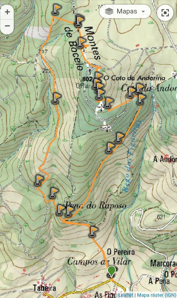 mapa monte Pilar ruta